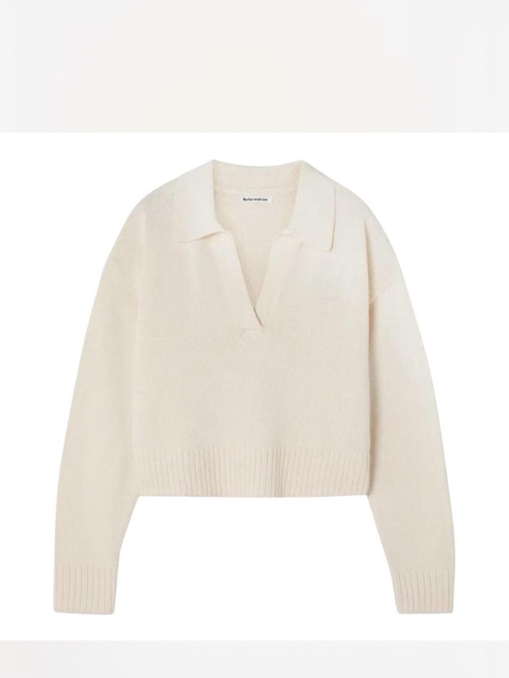 Reformation Cream V-Neck Sweater